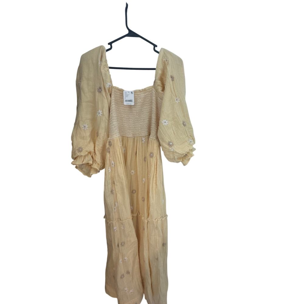 Free People Maxi Pearl Eisland Yellow Dress - Size Small